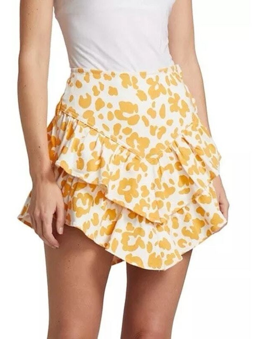 MOTHER Floral Leopard Ruffle Skirt | Size 26